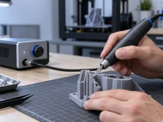 Ultraschallschneider bei präziser 3D-Druck-Nachbearbeitung