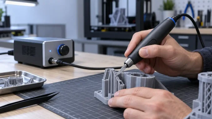 Ultraschallschneider bei präziser 3D-Druck-Nachbearbeitung